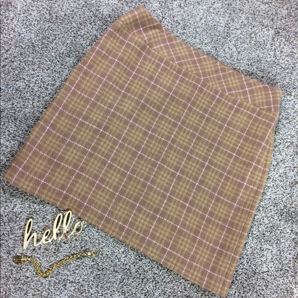 🤩👢👜Ann Taylor LOFT Blush plaid skirt